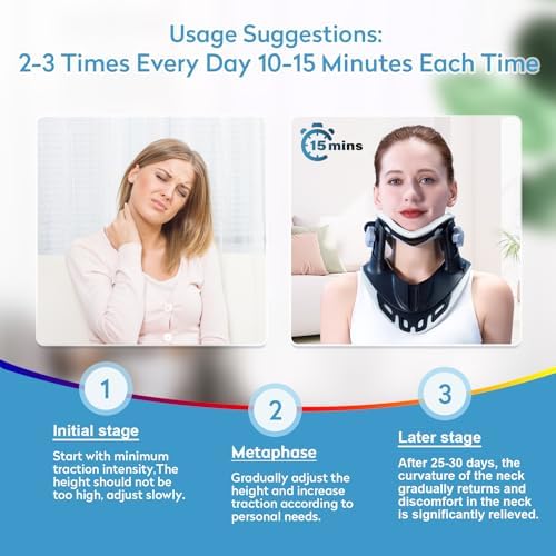 Neck Stretcher Cervical Traction Device – Adjustable Neck Brace for Pain Relief, Spine Alignment, and Neck & Shoulder Support – Home, Office, and Outdoor Use (White)