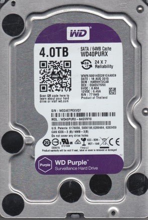WD Purple 4TB Surveillance Hard Disk Drive - 5400 RPM Class SATA 6 Gb/s 64MB Cache 3.5 Inch - WD40PURX - The HDDs