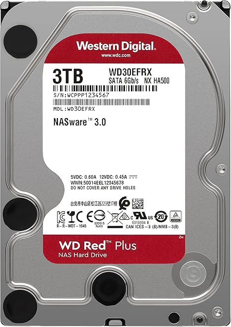 Western Digital 3TB WD Red Plus NAS Internal Hard Drive HDD - 5400 RPM, SATA 6 Gb/s, CMR, 64 MB Cache, 3.5" - WD30EFRX - The HDDs