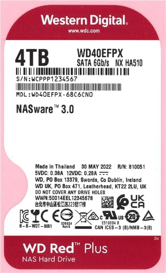 Western Digital 4TB WD Red Plus NAS Internal Hard Drive HDD - 5400 RPM, SATA 6 Gb/s, CMR, 256 MB Cache, 3.5" - WD40EFPX - The HDDs