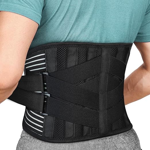 Adjustable Back Brace for Lower Back Pain Relief – Breathable Lumbar Support Belt with Anti-Slip Design for Sciatica, Scoliosis & Heavy Lifting (XL)