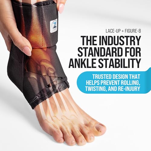 Adjustable Lace-Up Ankle Brace with Side Stabilizers – Support for Sprains, Achilles Tendonitis, Plantar Fasciitis, and Sports Recovery (Unisex)
