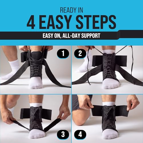 Adjustable Lace-Up Ankle Brace with Side Stabilizers – Support for Sprains, Achilles Tendonitis, Plantar Fasciitis, and Sports Recovery (Unisex)