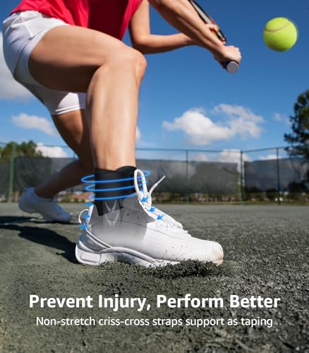 Slim-Fit Ankle Brace with 2 Auto-Shaped Pads – Velcro Lace-Up Support for Sprains, Injury Recovery, Running & Sports (M, 12”-13”)