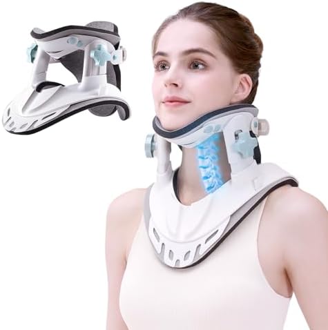 Neck Stretcher Cervical Traction Device – Adjustable Neck Brace for Pain Relief, Spine Alignment, and Neck & Shoulder Support – Home, Office, and Outdoor Use (White)