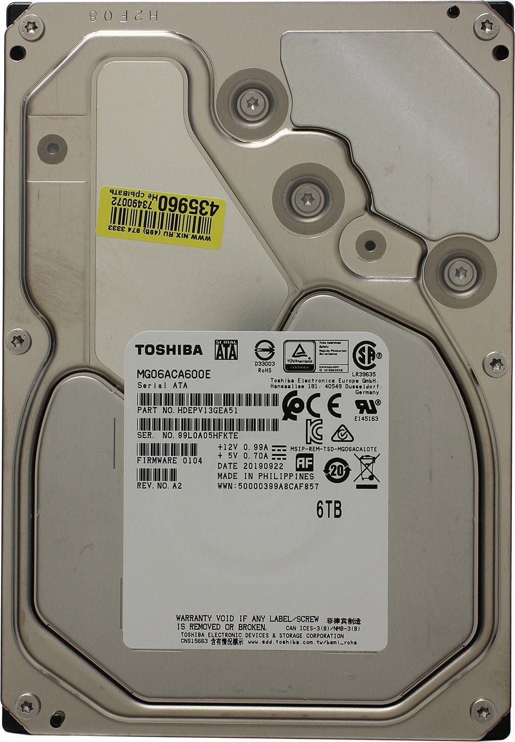 Hard Drive 3.5" Toshiba MG 6 TB MG06ACA600E SATA 6Gb/s (SATA - III) - The HDDs