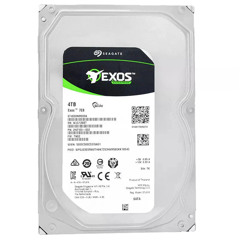 Seagate Exos 7E8 4TB Internal Hard Drive Enterprise HDD – 3.5 Inch 512n SATA 6Gb/s, 7200RPM, 256MB Cache – Frustration Free Packaging (ST4000NM000A) Visit the Seagate Store - The HDDs
