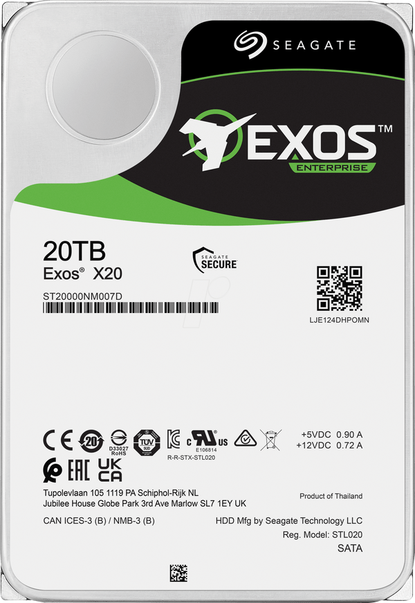 Seagate Exos X20 20TB SATA 6 Gb/s Standard Enterprise Hard Drive | ST20000NM007D - The HDDs