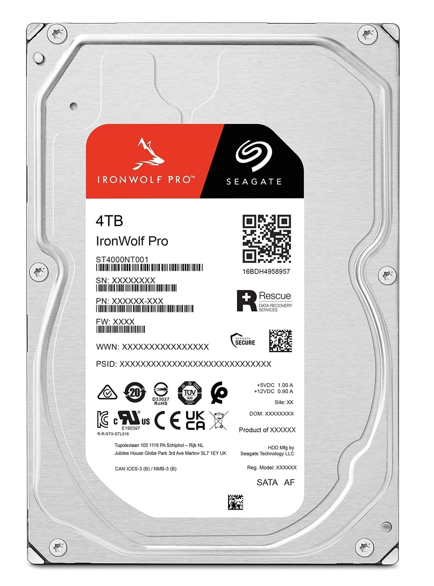Seagate IronWolf Pro, 4 TB, Enterprise NAS Internal HDD –CMR 3.5 Inch, SATA 6 Gb/s, 7,200 RPM, 256 MB Cache for RAID Network Attached Storage (ST4000NT001) - The HDDs
