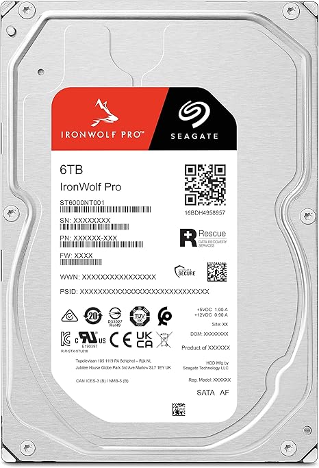 Seagate IronWolf Pro, 6 TB, Enterprise NAS Internal HDD –CMR 3.5 Inch, SATA 6 Gb/s, 7,200 RPM, 256 MB Cache for RAID Network Attached Storage (ST6000NT001) - The HDDs