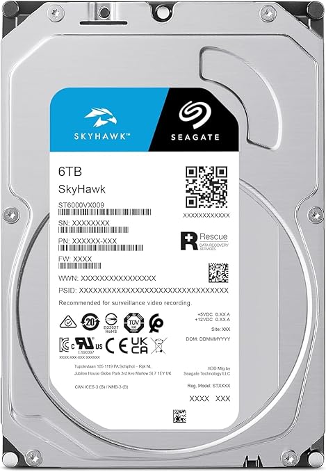 Seagate Skyhawk 6TB Video Internal Hard Drive HDD – 3.5 Inch SATA 6Gb/s 256MB Cache for DVR NVR Security Camera System with in - House Rescue Services (ST6000VXZ09/009) - The HDDs