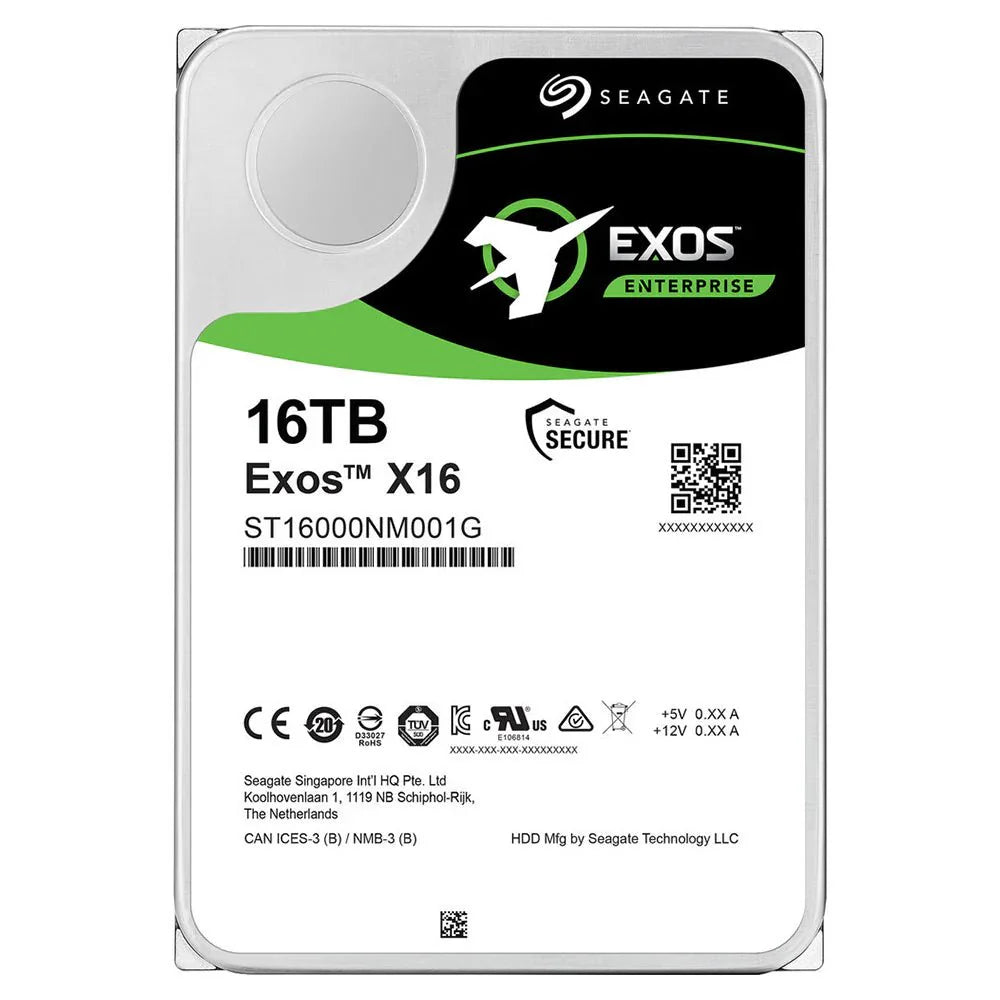 Seagate ST16000NM001G - 16TB HDD Exos X16 Hard Drive, 7200 RPM, 512e/4Kn, SATA 6Gb/s, 256MB Cache, 3.5 - Inch - The HDDs