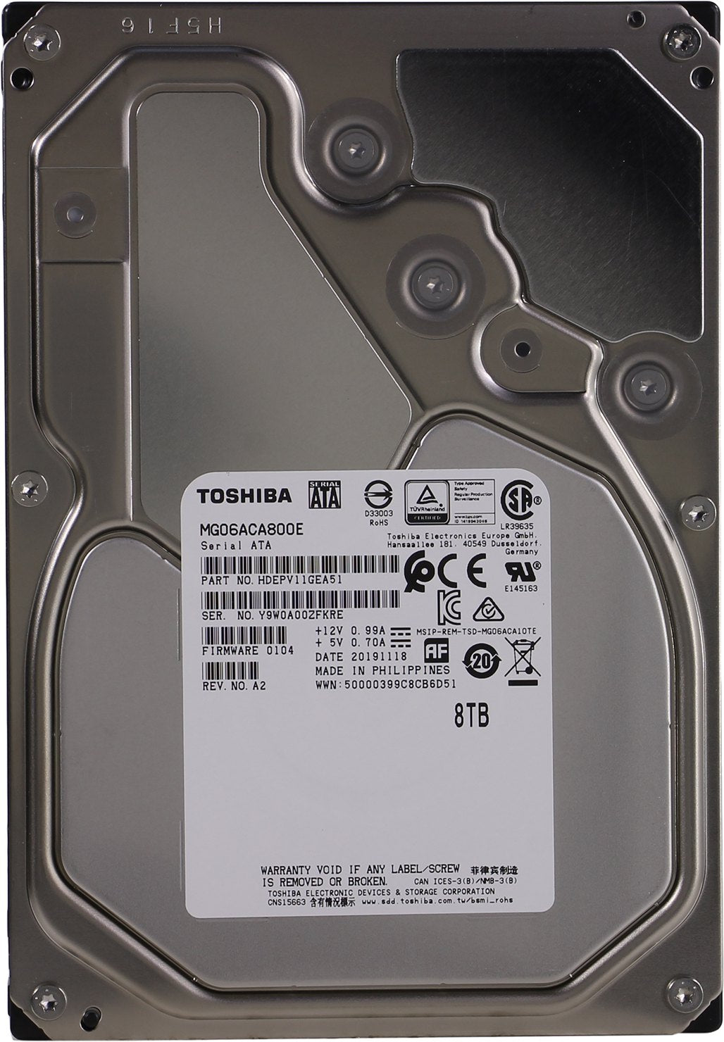 Toshiba Enterprise MG06ACA800E – 3.5" 8TB Internal Hard Drive, 256MB Cache, 7200 RPM - The HDDs
