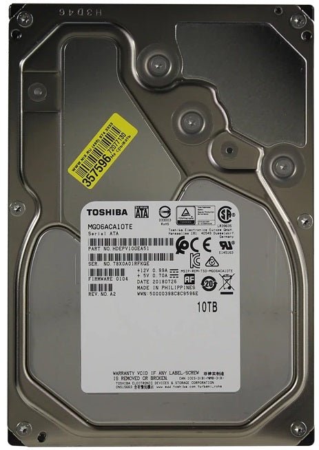 Toshiba MG Series Enterprise 10TB 3.5'' Internal HDD, SATA 6Gbit/s, 7200 RPM, 550TB/year Workload, 24/7 Operation (MG06ACA10TE) - The HDDs