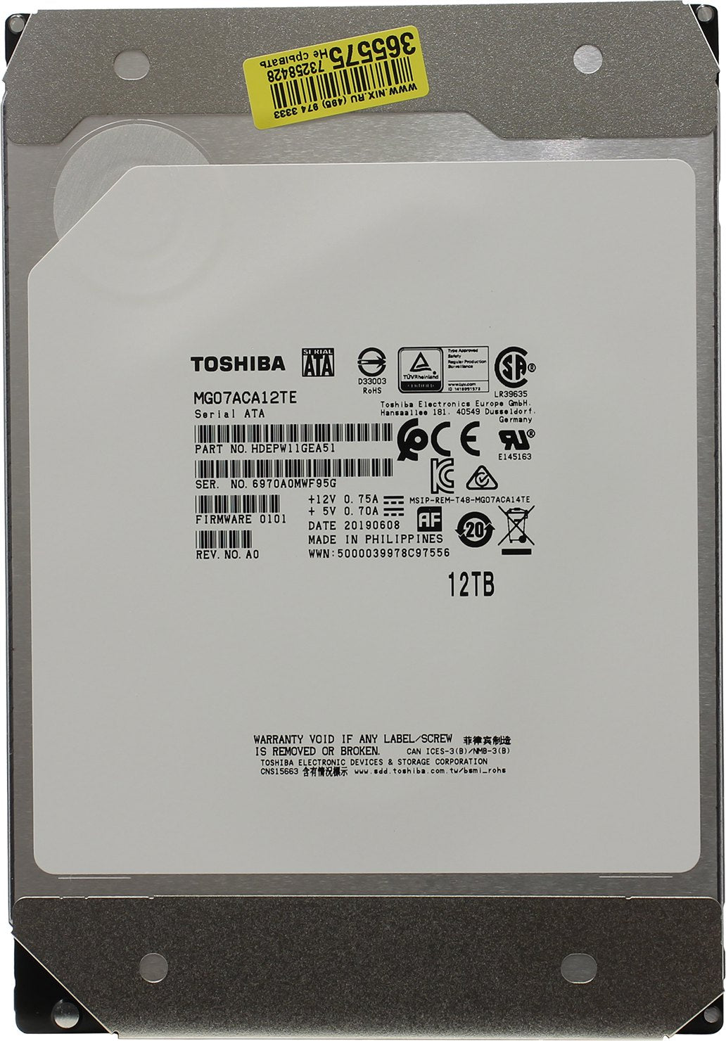 Toshiba MG Series Enterprise 12TB 3.5'' Internal HDD, SATA 6Gbit/s, 7200 RPM, 550TB/year Workload, 24/7 Operation (MG07ACA12TE) - The HDDs