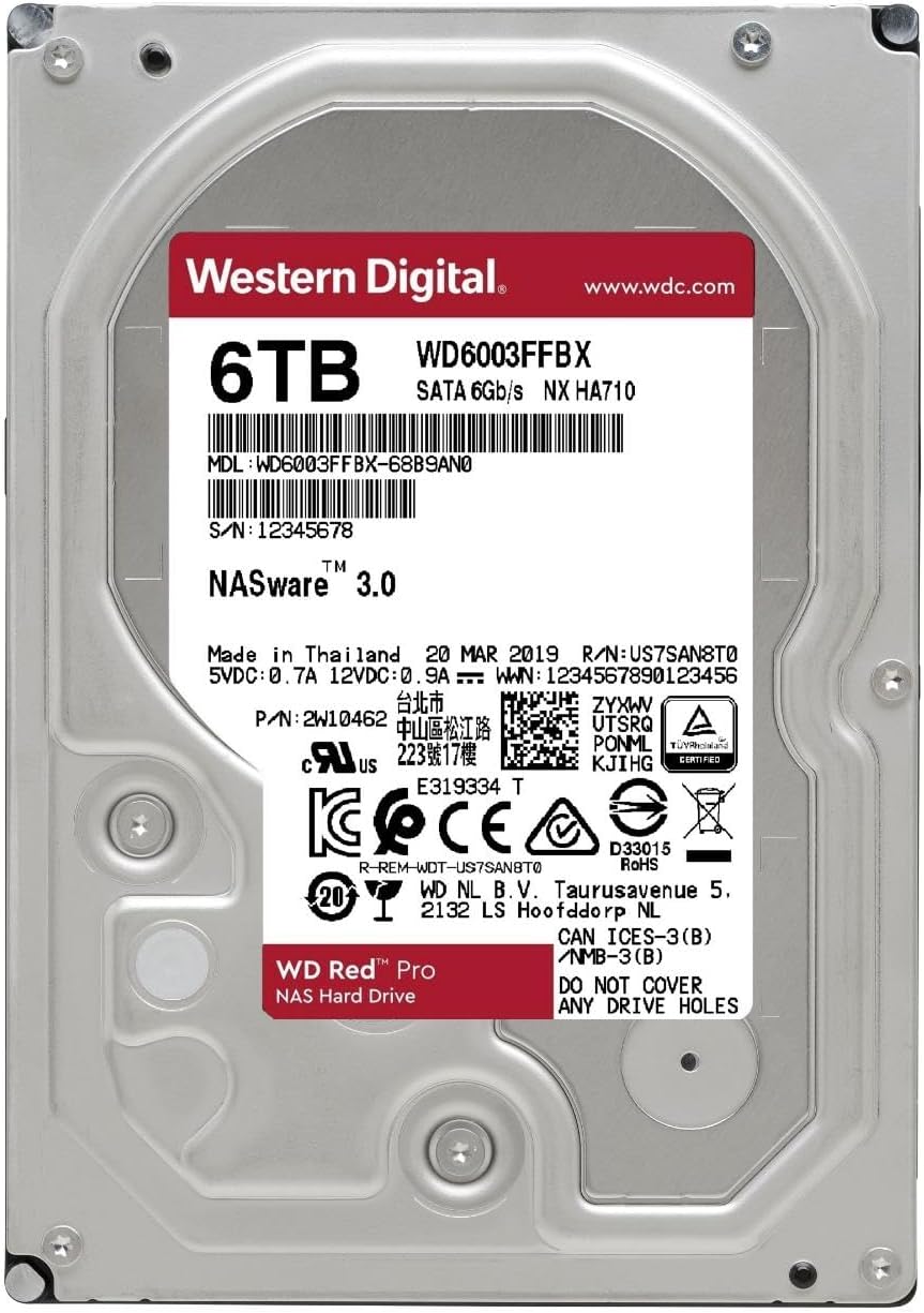 WD Red Pro 6TB NAS Internal Hard Drive - 7200 RPM Class, SATA 6 Gb/s, 256 MB Cache, 3.5" - WD6003FFBX (Renewed) - The HDDs