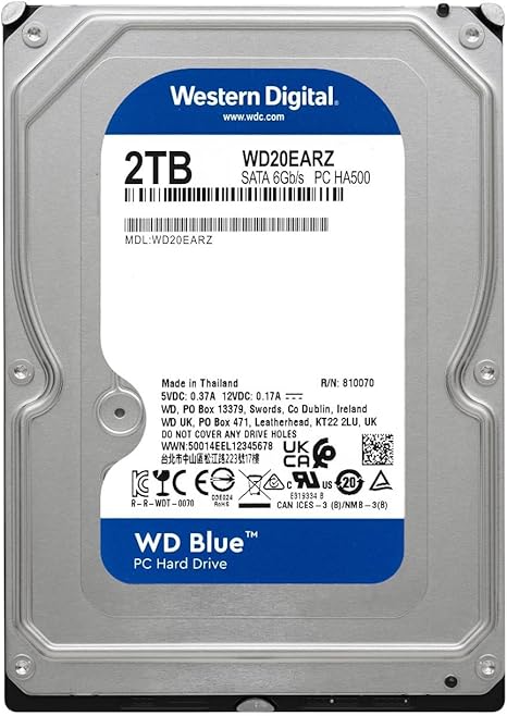 Western Digital 2TB WD Blue PC Internal Hard Drive HDD - 5400 RPM, SATA 6 Gb/s, 64 MB Cache, 3.5" - WD20EARZ - The HDDs