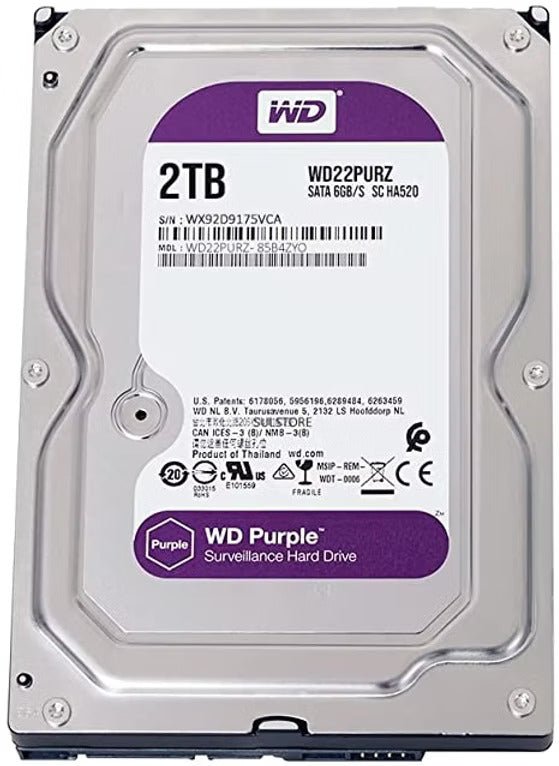 Western Digital 2TB WD Purple Surveillance Internal Hard Drive HDD - SATA 6 Gb/s, 256 MB Cache, 3.5" - WD22PURZ - The HDDs