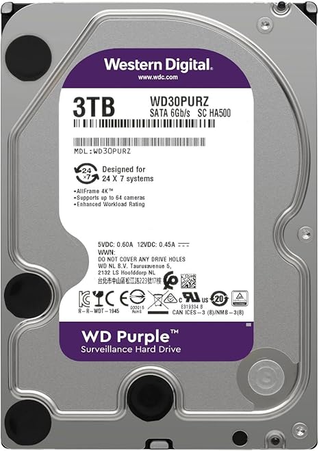 Western Digital 3TB WD Purple Surveillance Internal Hard Drive HDD - SATA 6 Gb/s, 64 MB Cache, 3.5" - WD30PURZ - The HDDs