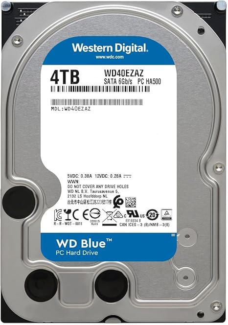 Western Digital 4TB WD Blue PC Internal Hard Drive HDD - 5400 RPM, SATA 6 Gb/s, 256 MB Cache, 3.5" - WD40EZAZ - The HDDs