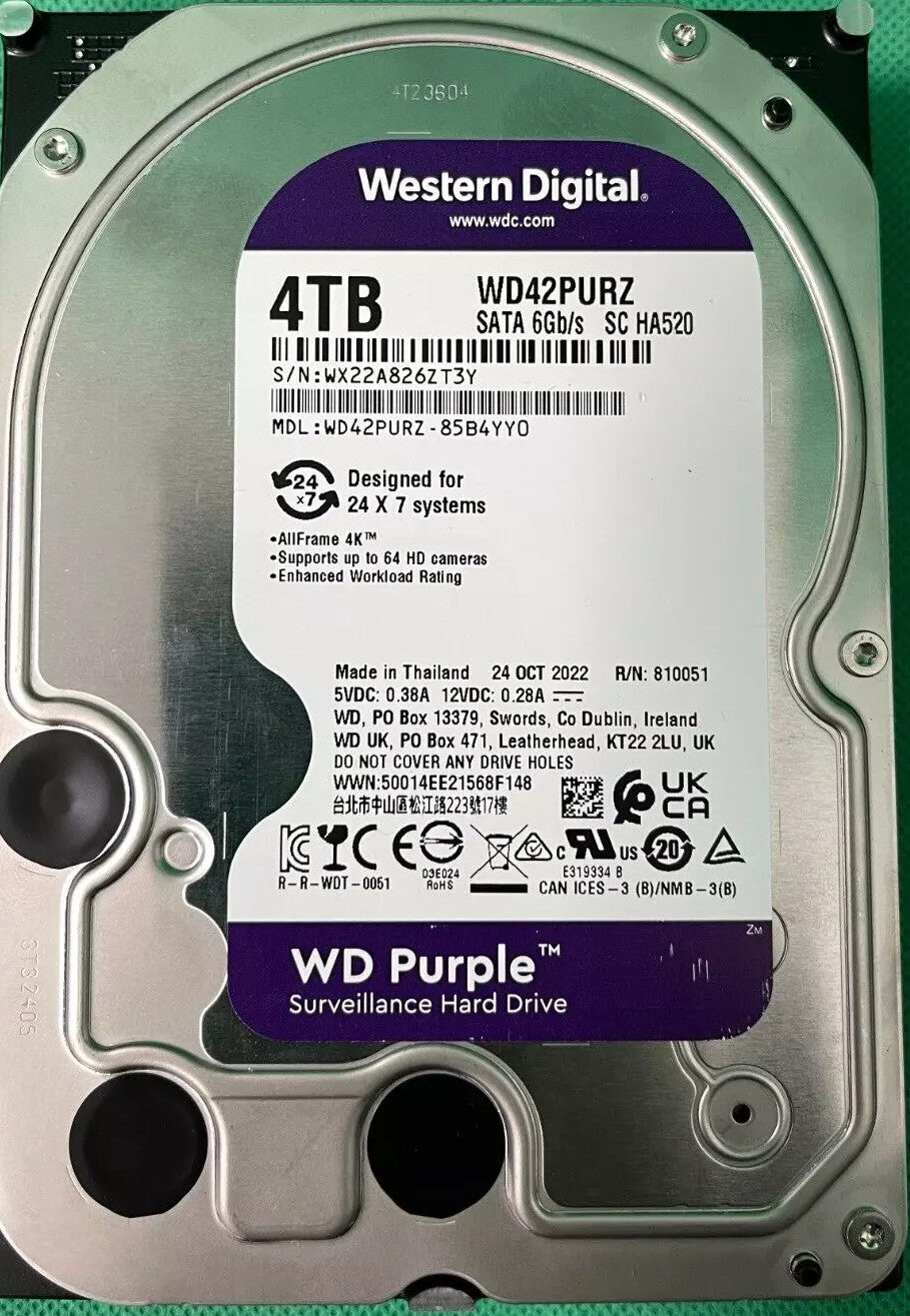 Western Digital 4TB WD Purple Surveillance Internal Hard Drive HDD - SATA 6 Gb/s, 256 MB Cache, 3.5" - WD42PURZ - The HDDs