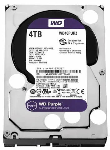 Western Digital 4TB WD Purple Surveillance Internal Hard Drive HDD - SATA 6 Gb/s, 64 MB Cache, 3.5" - WD40PURZ - The HDDs
