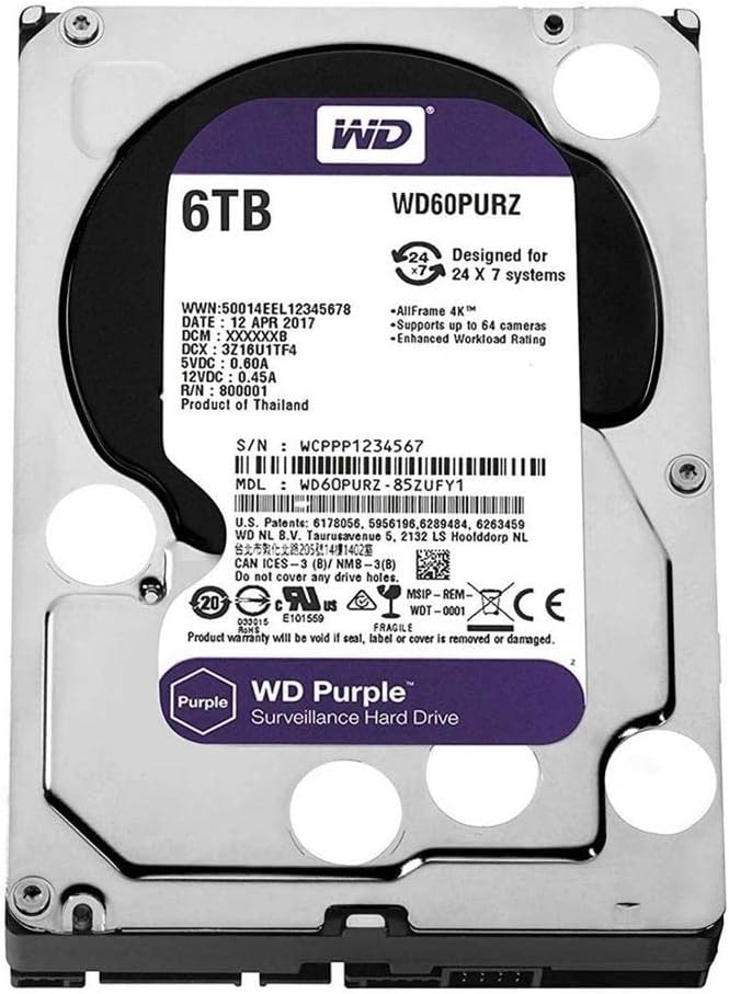 Western Digital 6TB WD Purple Surveillance Internal Hard Drive HDD - SATA 6 Gb/s, 64 MB Cache, 3.5" - WD60PURZ - The HDDs