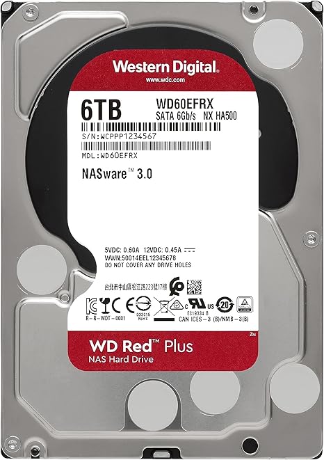 Western Digital 6TB WD Red Plus NAS Internal Hard Drive HDD - 5400 RPM, SATA 6 Gb/s, CMR, 64 MB Cache, 3.5" - WD60EFRX - The HDDs