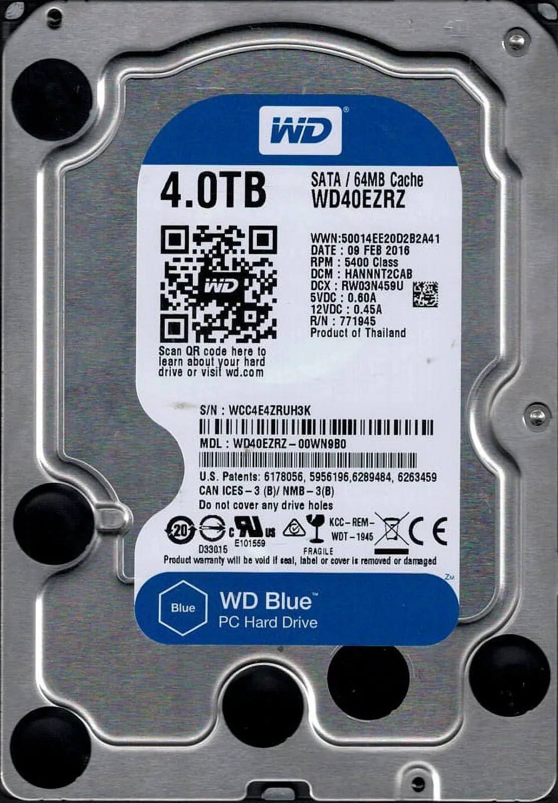 Western Digital Blue, WD40EZRZ 4000 GB Internal HDD, 3.5", SATA, Black, Grey - The HDDs